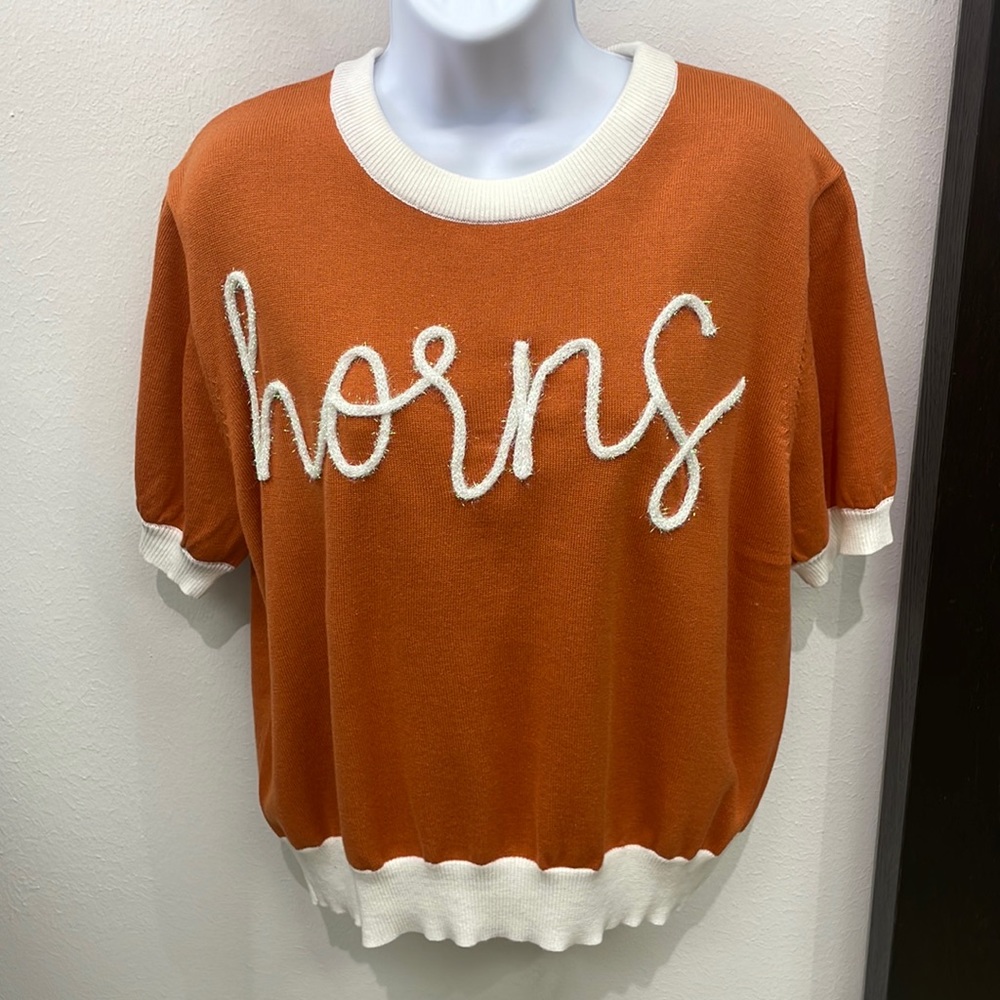 Queen of Sparkles “Horns” burnt orange sweater Texas Longhorns 🤘🐂🐮 large